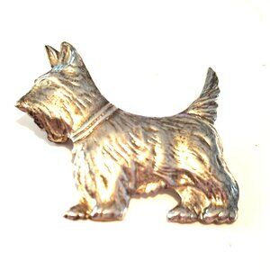 Vintage Sterling Silver Scottie Scotty Dog Brooch Pin Marked